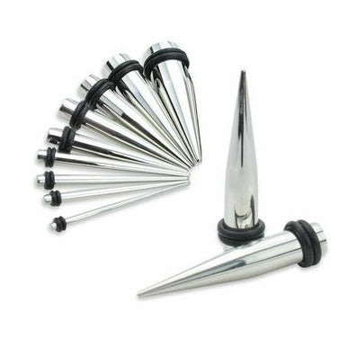 316L Surgical steel tapered stretchers in several sizes/gauges.