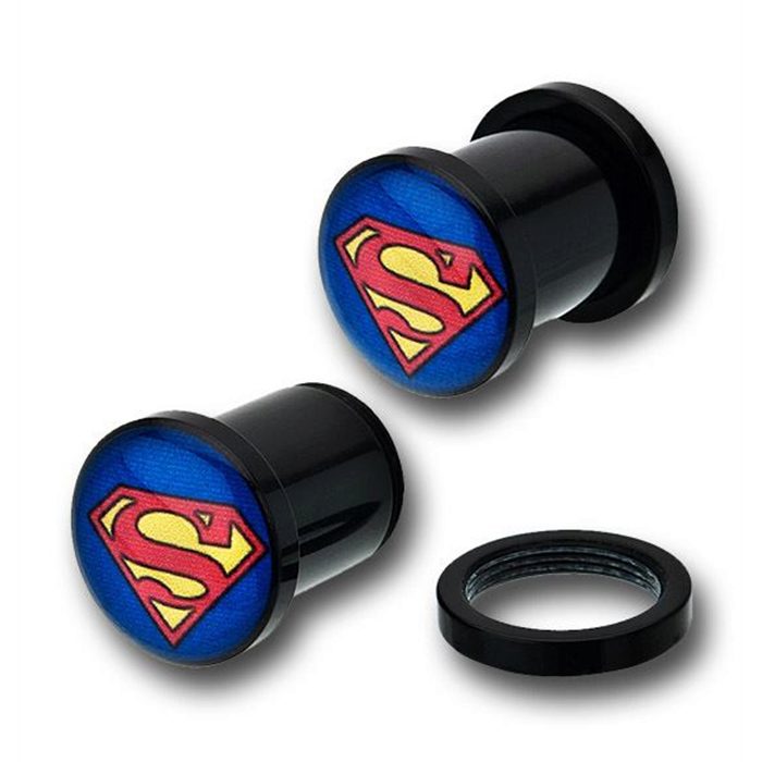 Black acrylic Superman logo machine head screw fit ear plugs