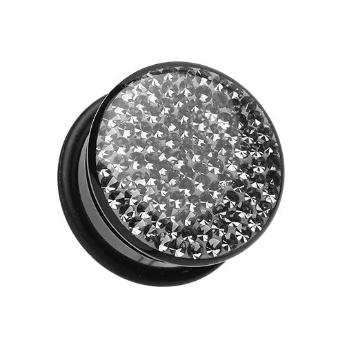 Tiffany style black crystal encrusted black ear gauge plug.