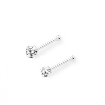 Nose Studs - White Gold With Diamond Nose Bone