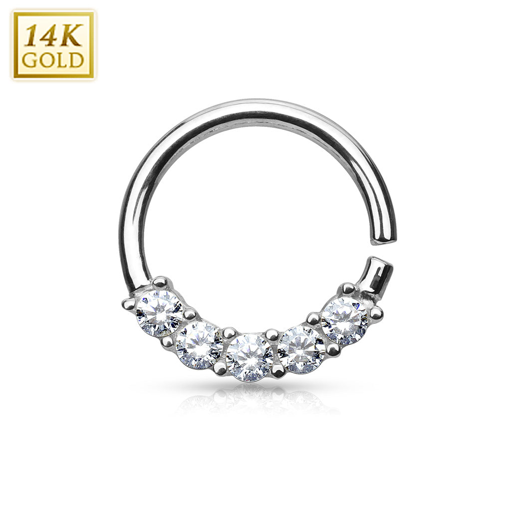 Cartilage - White Gold Hoop 5 CZ